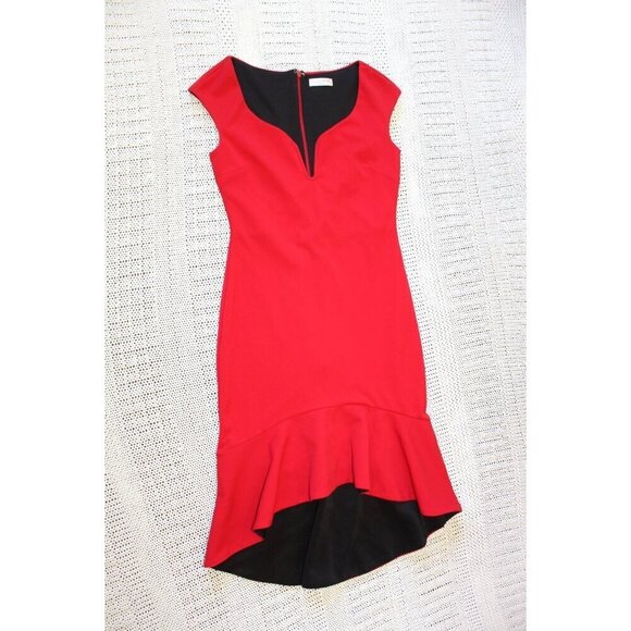 Goddiva London Passion Red Asymmetrical clarinet Dress Size 8 US Sexy Sleeveless - Picture 1 of 8